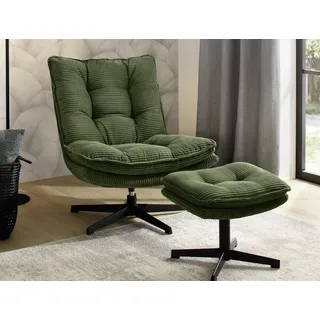 Jockenhöfer Relaxsessel JOCKENHÖFER GRUPPE Cord 76 x 85 x 87 cm Grün mit Hocker