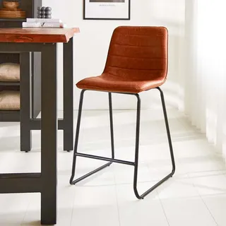 Manahee Design | Industrieller Barhocker Mark | PolyurethanKunstleder Cognac | 98x54,5x49 cm, Sitzhöhe 65 cm - Braun