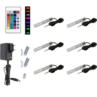 QLS LED RGB 8 Set Glasbodenbeleuchtung Lichtleiste 12V Fernbedienung 16 Farben 11138 - Weiß