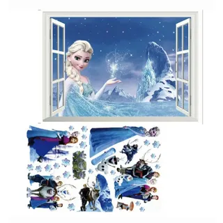 Kibi Wandtattoo Frozen Wandtattoo Eiskönigin (Frozen) Elsa und Anna Wandsticker Frozen Disney für Kinderzimmer Living Room Removable Prinzessin Elsa Anna Wandtattoo Kinderzimmer Frozen Olaf