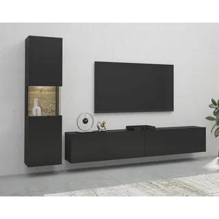 Home Affaire Wohnwand »Ava, Wohnzimmer-Set hängend/stehend montierbar, Vitrine, Lowboard«, braun