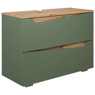 Vicco Waschbeckenunterschrank 2 Schubladen 80 x 57,5 x 35 cm Grün/Eiche Artisan