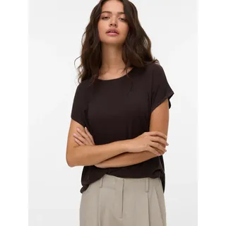 T-Shirt VERO MODA "VMAVA PLAIN SS TOP JRS NOOS", Damen, Gr. XL, braun (chocolate torte), Jersey, Obermaterial: 95% Lyocell, 5% Elasthan, unifarben, regular fit normal, Rundhals, Shirts T-Shirt, Materialmix, regular fit