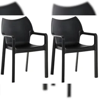 CLP Diva Gartenstuhl 57 x 53 x 84 cm schwarz 2 Stück