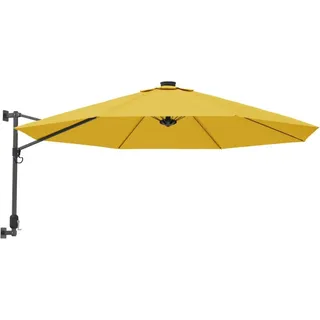 vidaXL Wand-Sonnenschirm mit LEDs Gelb 290 cm - Gelb