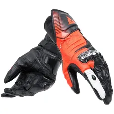 Bild Carbon 4 Long Gloves, Lange Sport-Motorradhandschuhe aus Leder, Knöchelschoner aus Carbon, Mann, Schwarz/Fluo-Rot/Weiß, L
