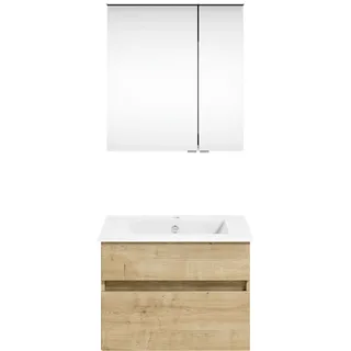 Puris Badezimmer , Eichefarben , Holzwerkstoff , 2 Schubladen , 62 cm , Goldenes M, Made in Germany, Dgm , hängend , Badezimmer, Badmöbelsets & Badmöbelserien, Badmöbel-Sets