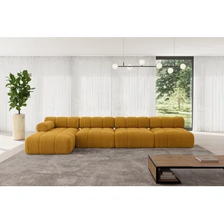 altdecor Eckcouch Cord L-Form 3-Sitzer Senfgelb