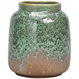 Vase , Grün, Taupe , Keramik , 13x16x13 cm , Dekoration, Vasen, Keramikvasen