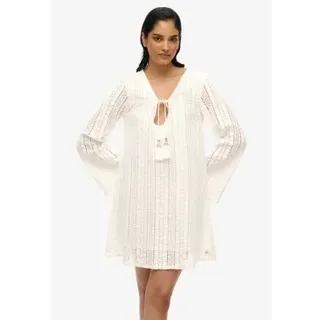 Superdry für Damen. W8011933A Weißes Ibiza-Minikleid aus Spitze (M), Lässig, Baumwolle, Langarm