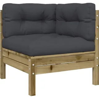 vidaXL Garten-Ecksofa mit Kissen Kiefernholz Imprägniert - Grau