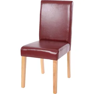 Esszimmerstuhl Littau, Küchenstuhl Stuhl, Kunstleder rot-braun, helle Beine - Rot