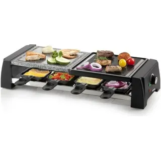 Raclette Grill Steinplatte DOMO DO9190G, 8 Personen, 1200 Watt, Antihaftbeschichtung, Schwarz - Bunt