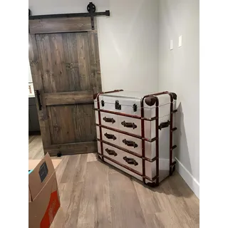 Kommode Aluminium Vintage Koffer Sideboard Flieger Aviator Designer Möbel Stil - Silber