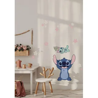 KOMAR Wandtattoo - Disney Lilo and Stitch Lifesize 50 x 70 cm - Wandsticker, Kinderzimmer, Wanddekoration, Blau,grün,rosa