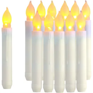 Raycare 12er Set LED Stabkerzen, Flammenlose Tafelkerzen, batteriebetrieben Harry Potter Kerzen für Muttertagsgeschenk, Party, Hochzeit, Kirche Dekorationen (MEHRWEG)