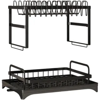 Well Home Abtropfgestell mit DREI Ebenen, Schwarz