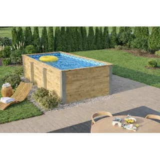 Massivholzpool Siargao Gr. 1, Folie Carrara, 45 mm Wandstärke