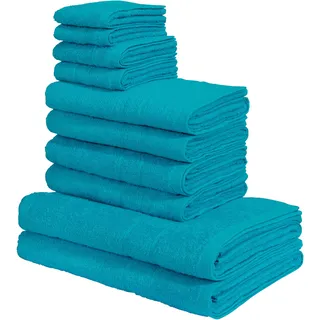 my home Handtuch Set »Inga, Duschtücher, Handtücher, Gästetücher, Seiftücher« Handtücher mit feiner Bordüre, 100% Baumwolle, einfarbig, weich