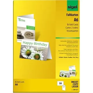 Sigel Faltkarten weiß DIN A6 weiß