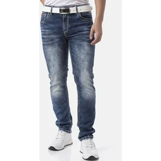 Slim-fit-Jeans CIPO & BAXX, Herren, Gr. 38, Länge 34, blau, Denim/Jeans, Obermaterial: 98% Baumwolle, 2% Elasthan, Abriebeffekte, slim fit knöchellang, Jeans Slim-fit-Jeans