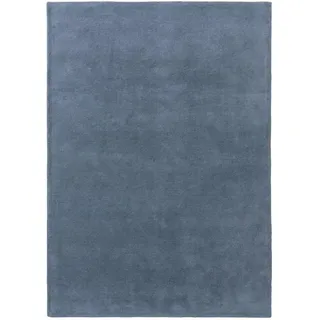 benuta Nest Wollteppich Bent Blau 160x230 cm , Textil , Beton Optik , Rechteckig , 160x230 cm , pflegeleicht , Teppiche und Böden, Teppiche, Schafwollteppiche