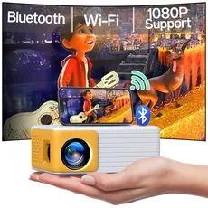 YOTON Mini Beamer, WiFi Bluetooth Projektor Full HD 1080P Unterstützt, Video Beamer Handy Kompatibel mit USB/HDMI/AV, Mini Projector für Handy iOS und Android/PC/PS4/PS5/Xbox Portable Projektor