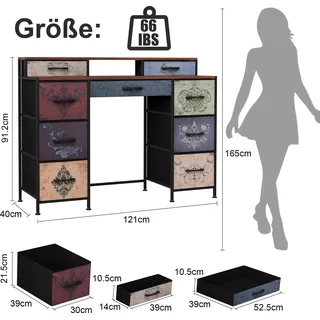 Retro Schminktisch - Frisiertisch - Mit Spiegel - Viel Stauraum mit 8+ Schubladen - USB-Ladeanschluss - LED-Lichtleiste - 109,2×28×97,3 cm - Makeup Vanities A