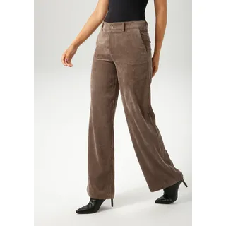 Cordhose ANISTON CASUAL, Damen, Gr. 34, N-Gr, braun, Cord, Obermaterial: 88% Polyester, 10% Polyamid, 2% Elasthan, leicht glänzend, unifarben, lässig geschnitten lang, Hosen Cordhose, mit trendigem, weiten Bein