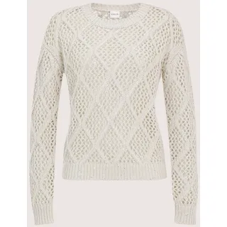 MADELEINE Longpullover »Strickpullover Stilvoller Grobstrickpullover mit Ajour-Muster«, weiß