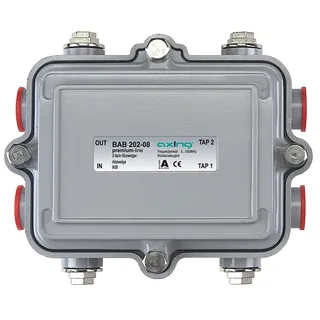Axing BAB202-08 Abzweiger, 2-fach, 8 dB, 5-1006 MHz, 5/8 Zoll-Anschlüsse, IP55, Richtkoppler BAB20208 BAB 202-08