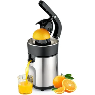 Cozary Zitruspresse Elektrische, Orangenpresse Zitronenpresse inkl 2 Presskegel, Gehäuse und Filter aus rostfreiem Stahl,Orange Juicer Press Geeignet für Orangen,Zitronen und Limetten, BPA Frei