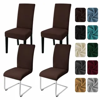 Yugarlibi Stuhlhussen 4er Set Stretch Stuhlbezug Schwingstuhl Kaffee | Elastische Stuhlhussen Schwingstuhl Stuhlbezug Universal Esszimmerstühle Bezug Waschbare hussen für stühle Küche Hochzeit