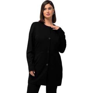 Ulla Popken Damen Longblazer, Ziernähte, Rundhals, Jersey Blazer, schwarz, 52-54