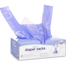 Ubbi Disposable Diaper Sacks, Lavender Scented, Easy-To-Tie Tabs, Baby Nappy Disposal or Pet Waste Bags, 200 Count
