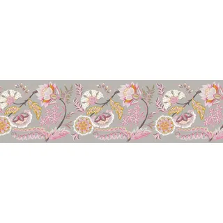 Anna Wand Bordüre selbstklebend für Kinderzimmer - Wandbordüre Kinderzimmer Babyzimmer 450x11.5 cm - Tapetenbordüre als Wanddeko Mädchen Junge FINE FLOWERS Beige/Rosa/Orange