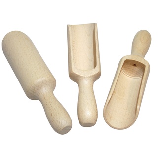 EFO Schaufel Holz - Löffel Holz – Gewürzlöffel – Messlöffel – Löffel Holzgriff – Messschaufel – Salzlöffel Holz 3-er Set – 17 cm