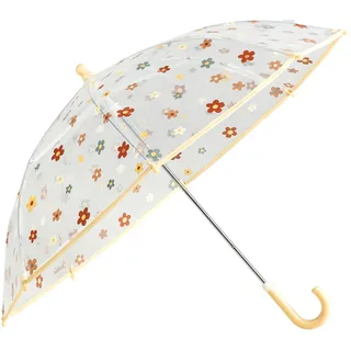 Sterntaler Regenschirm mit Klettverschluss - Pferd Sunny für Kinder, Blumen Druck, Halbrunder Griff, Transparent