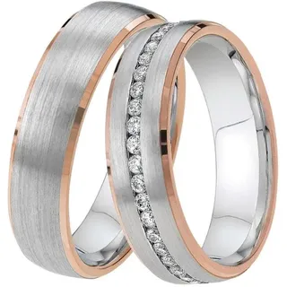 Trauring DOOSTI "Schmuck Geschenk Silber 925 Trauring Ehering Partnerring LIEBE" Gr. 62, rosa (silberfarben, roségoldfarben), Fingerringe, Damen, 62, ohne Zirkonia, Silber 925 (Sterlingsilber), 5,5mm, Trauring, Made in Germany - wahlweise mit oder ohne Zirkonia
