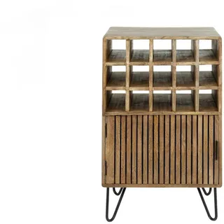 Kawola Weinschrank Horta Braun Holz , Braun, Schwarz , Metall , Rechteckig , 56x90x35 cm , Weinregale