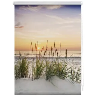Lichtblick Seitenzugrollo Klemmfix 70 x 150 cm Nordseestrand/Rot Weiß