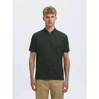SELECTED HOMME Poloshirt »SLHFAVE ZIP SS POLO NOOS«, grün