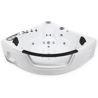 HOME DELUXE - Whirlpool - Laguna L - Weiß, Maße 157x157x65cm - inkl. Radio, Heizung und Lichttherapie I Eckwanne für 2 Personen, Indoor Badewanne - Weiß