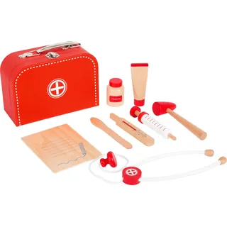 Small Foot Company Kinder-Arztkoffer Spielset aus Holz, rot/mehrfarbig, 9-teilig, ab 3 Jahren