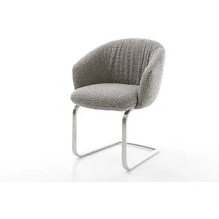 Freischwinger Caja-Flex mit Armlehnen Bouclé Silbergrau Freischwinger flach Edelstahl Taschenfederkern