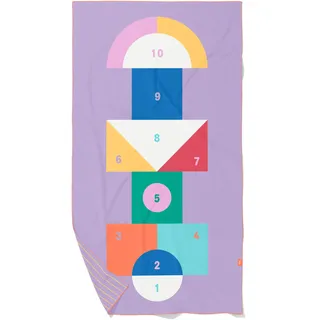 Quut – Strand-/Poolhandtuch für Kinder mit Spiel – Ultraschnell trocknende Mikrofaser, sandfrei – kompakt, leicht (Himmel und Hölle, L - 180 x 100cm)