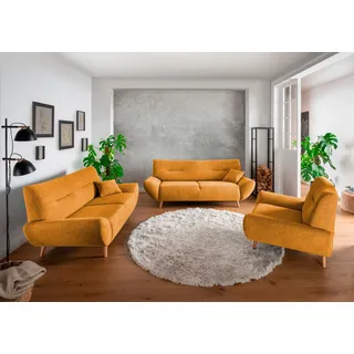 Home Affaire 3-2-1 Garnitur Polyester 3-Sitzer + 2-Sitzer + Sessel Gold