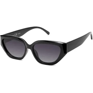 SOJOS Cateye Polarisiert Sonnenbrille Damen Vintage Eckig Retro Coole Frauen Schmale UV400 Schutz Klassische Outdoor Moderne Sonnenbrillen SJ2237 mit Schwarzer Rahmen Grau Abstufung Linse