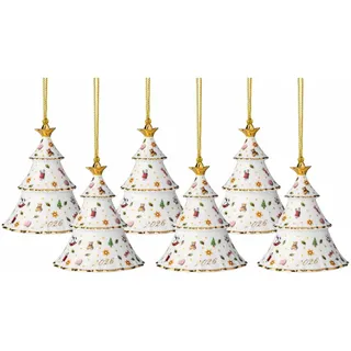 Villeroy & Boch "Ornamente Weihnachtsbaum 2026 Christmas Classics 7,4 x 7,4 x 8,4 cm 6er Set weiß-gold", weiß, gold),