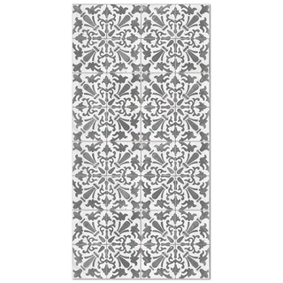 Panorama Vinyl Teppich Hydraulic Fliesen Geometrisch Grau 80x200 cm - Kitchen Floor Mat Küchenmatte - Rutschfestes Flammhemmend - Groß Teppich - Teppiche PVC